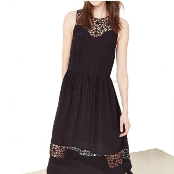 Ulla Johnson Black Calista Crochet Silk Casual Maxi Dress